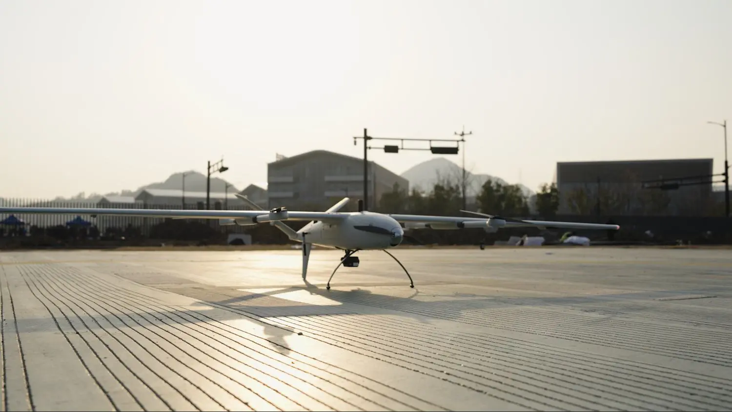 Commander X1 autonomous VTOL aircraft on a field test site